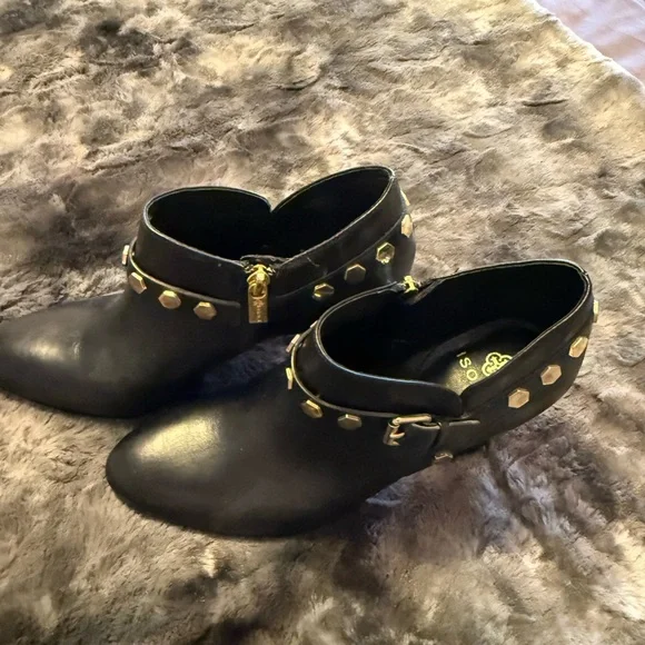 Isola Black Ankle Boots with Gold Studs - Picture 1 of 6